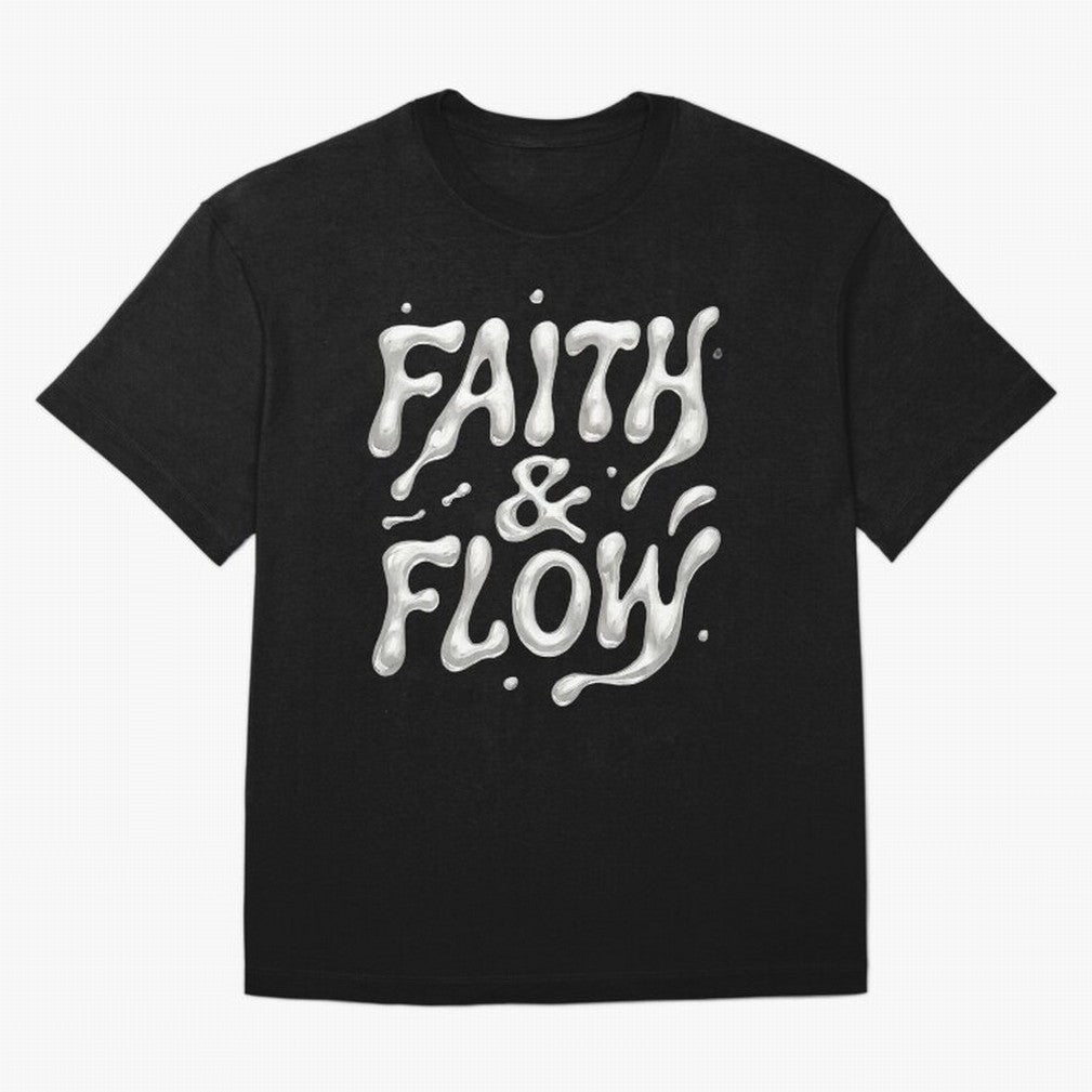 FAITH & FLOW - Liquid Chrome Typography - Urban Christian Oversized T-Shirt Showcase the FIFA World Cup 2026 Group Stage Journey through Mbappe and Neymar Highlights, England Pride, Game Day Rituals, Football Legends, Country Pride and the Road to