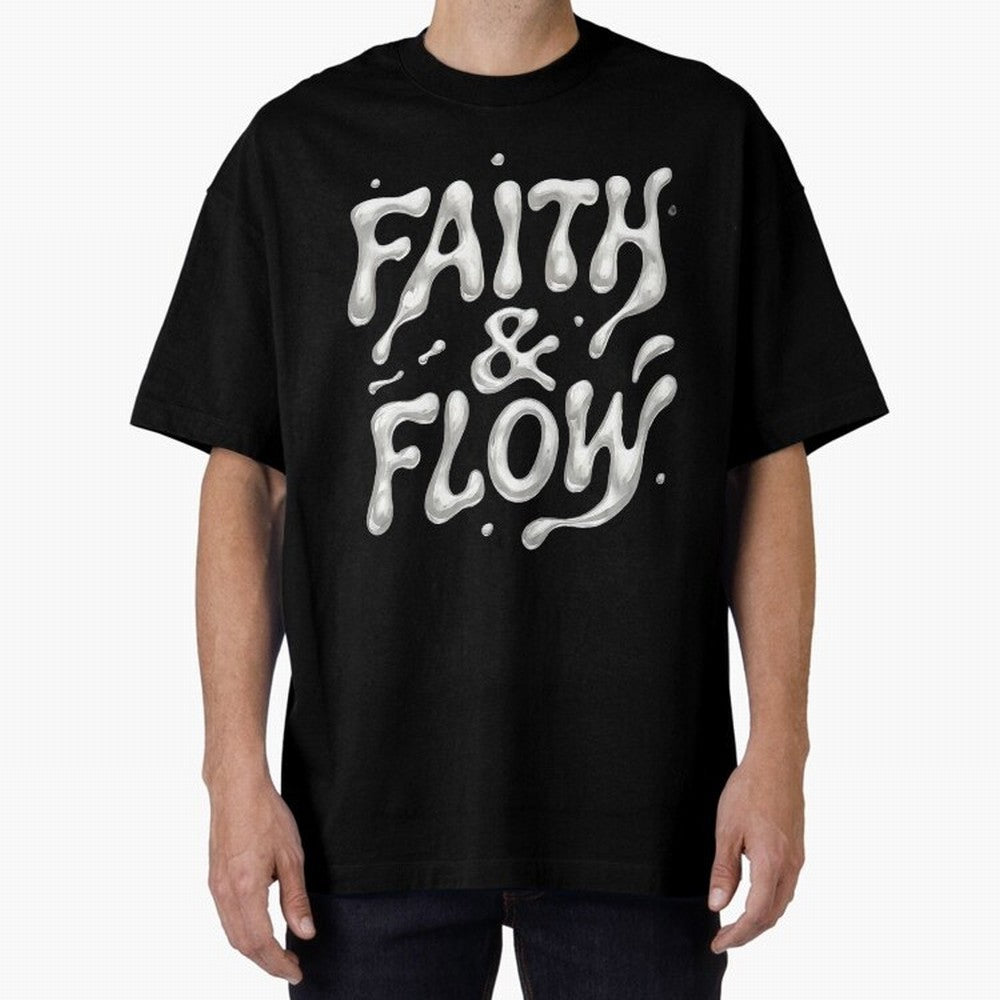FAITH & FLOW - Liquid Chrome Typography - Urban Christian Oversized T-Shirt Showcase the FIFA World Cup 2026 Group Stage Journey through Mbappe and Neymar Highlights, England Pride, Game Day Rituals, Football Legends, Country Pride and the Road to