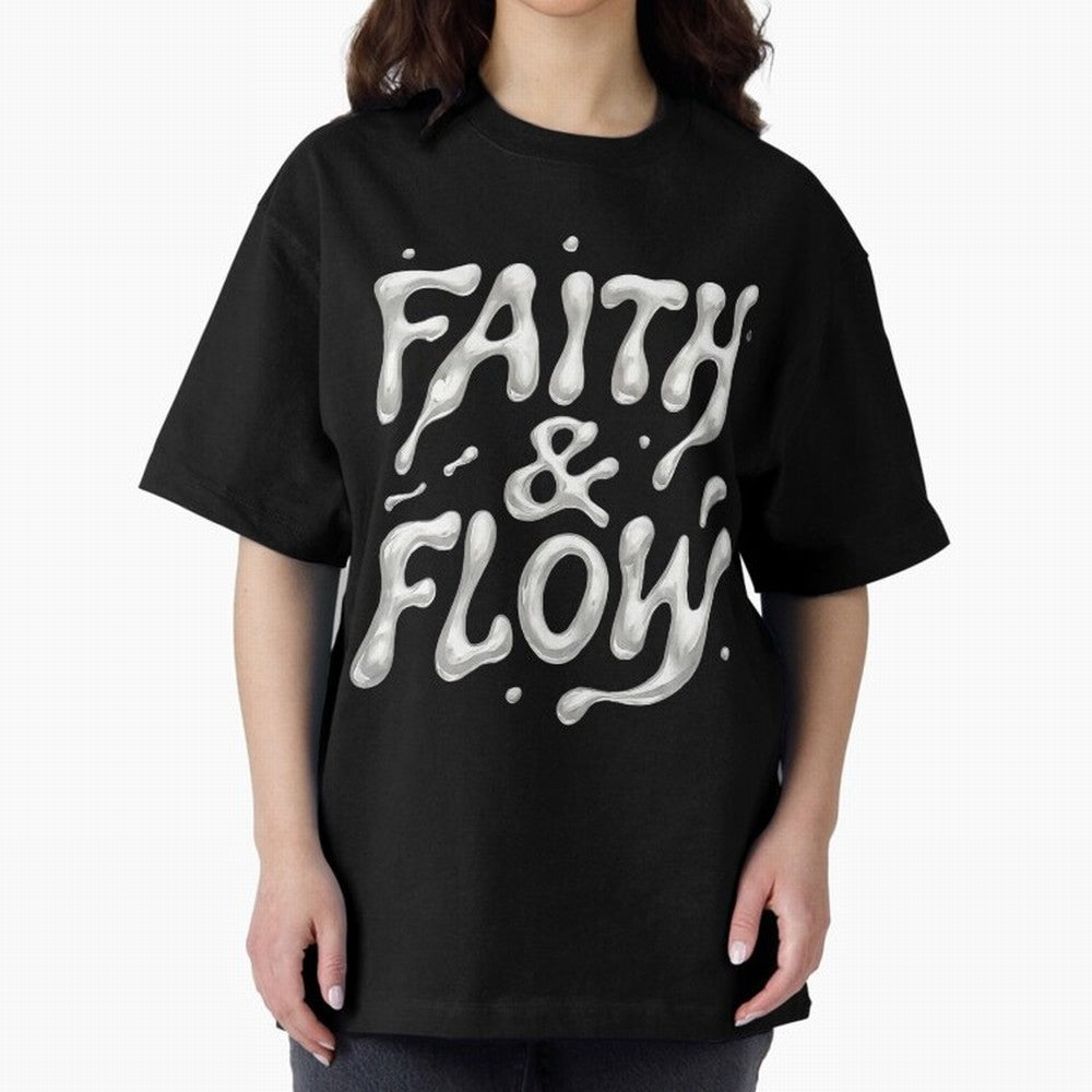 FAITH & FLOW - Liquid Chrome Typography - Urban Christian Oversized T-Shirt Showcase the FIFA World Cup 2026 Group Stage Journey through Mbappe and Neymar Highlights, England Pride, Game Day Rituals, Football Legends, Country Pride and the Road to