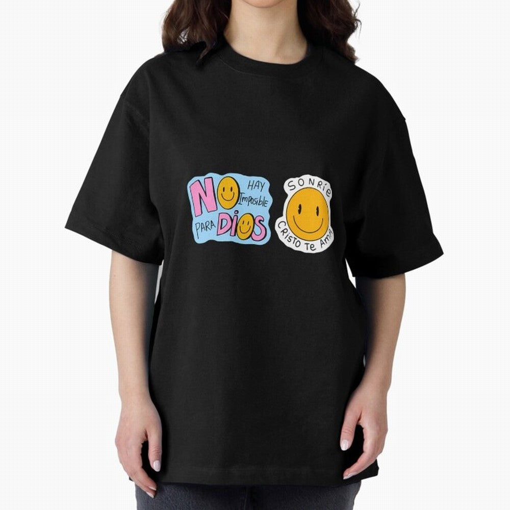 No Hay Imposibles Para Dios Sonrie Cristo Te Ama Oversized T-Shirt Show Up for the Glory of Match Day Hype around FIFA World Cup 2026 USA Canada Mexico, Messi and Cristiano Ronaldo, Argentina and Brazil, Vintage Soccer Flavor, Modern Football