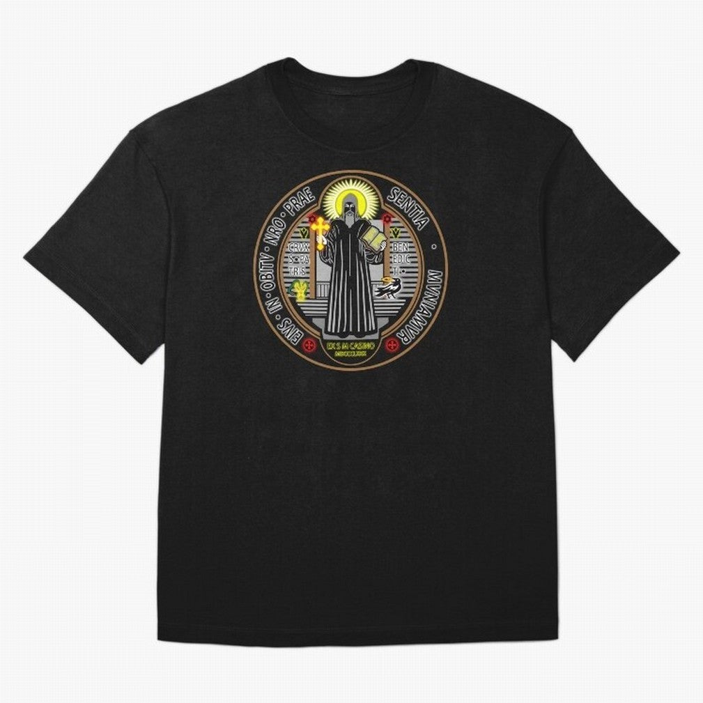 Medalla de San Benito Color Frontal Oversized T-Shirt Bring Trophy Dreams to the FIFA World Cup 2026 Journey through Messi Highlights, Portugal Pride, Stadium Chants, National Pride, Trophy Dreams and Unforgettable Football Memories; Created for