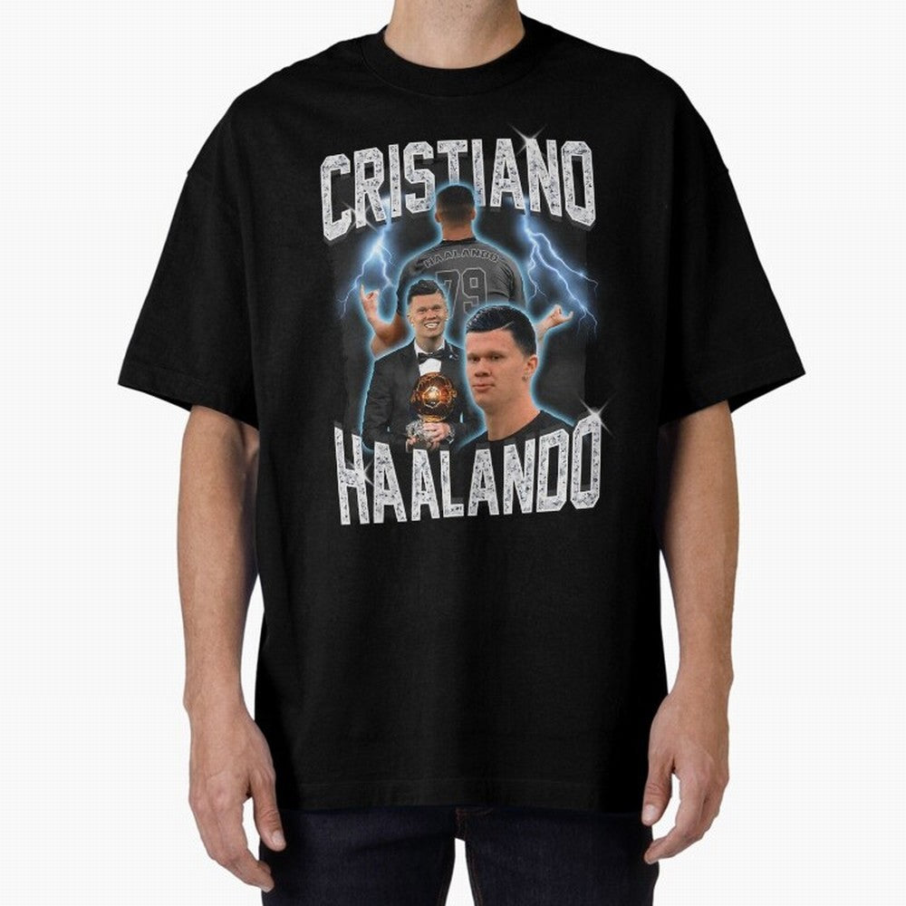Cristiano Haalando Lightning Poster For Football Fans and Gift For Sports Lovers Oversized T-Shirt Back Your Heroes with Global Football Passion for FIFA World Cup 2026 USA Canada Mexico, Capturing Cristiano Ronaldo, Haaland and CR7, Argentina and