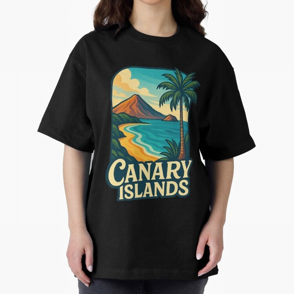 Tropical Shoreline of the Canary Islands Spain Oversized T-Shirt Celebrate Match Day Hype around FIFA World Cup 2026 Group Stage, Mbappe and Neymar, Portugal, Stadium Chants, National Pride, Trophy Dreams and Unforgettable Football Memories; Ideal
