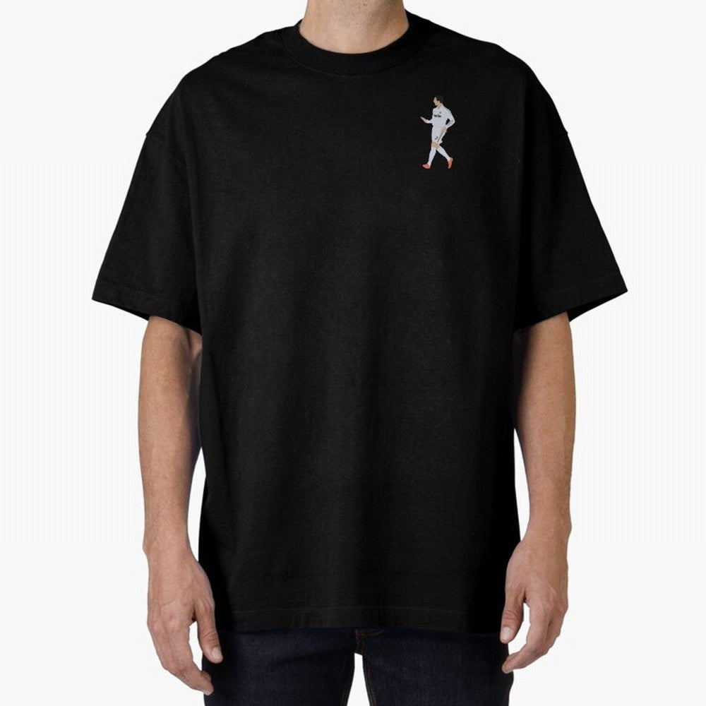 Cristiano Calma Celebration Art Oversized T-Shirt Feel the Trophy Chase of FIFA World Cup 2026 for Fans of Neymar, Haaland and Cristiano Ronaldo and Netherlands, Bringing Vintage Soccer Flavor, Modern Football Stars, National Flags and Final Night