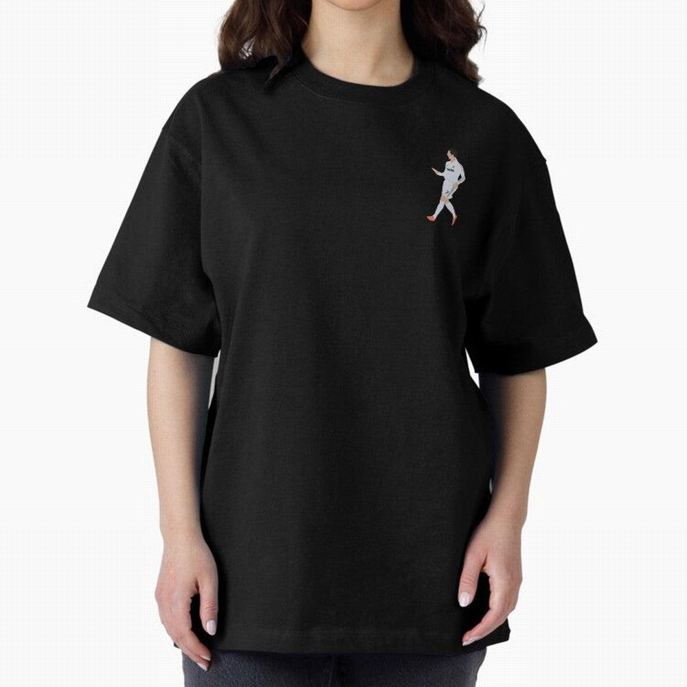 Cristiano Calma Celebration Art Oversized T-Shirt Feel the Trophy Chase of FIFA World Cup 2026 for Fans of Neymar, Haaland and Cristiano Ronaldo and Netherlands, Bringing Vintage Soccer Flavor, Modern Football Stars, National Flags and Final Night