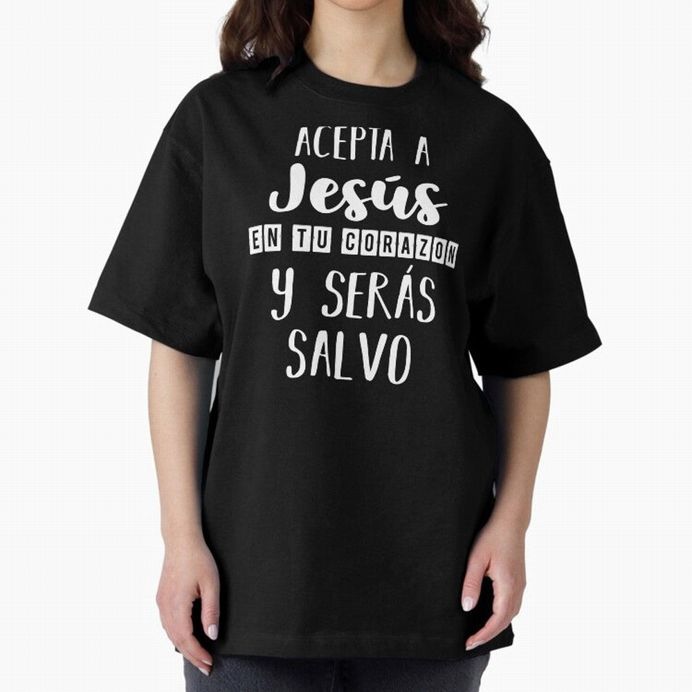 Acepta a Jes¨²s en tu Corazon Mensaje Cristianos Dios Spanish Oversized T-Shirt Relive the Noise and Pride of Global Football Passion for FIFA World Cup 2026 Group Stage, Centered on Neymar, Haaland and Cristiano Ronaldo, Spain, Football Festival