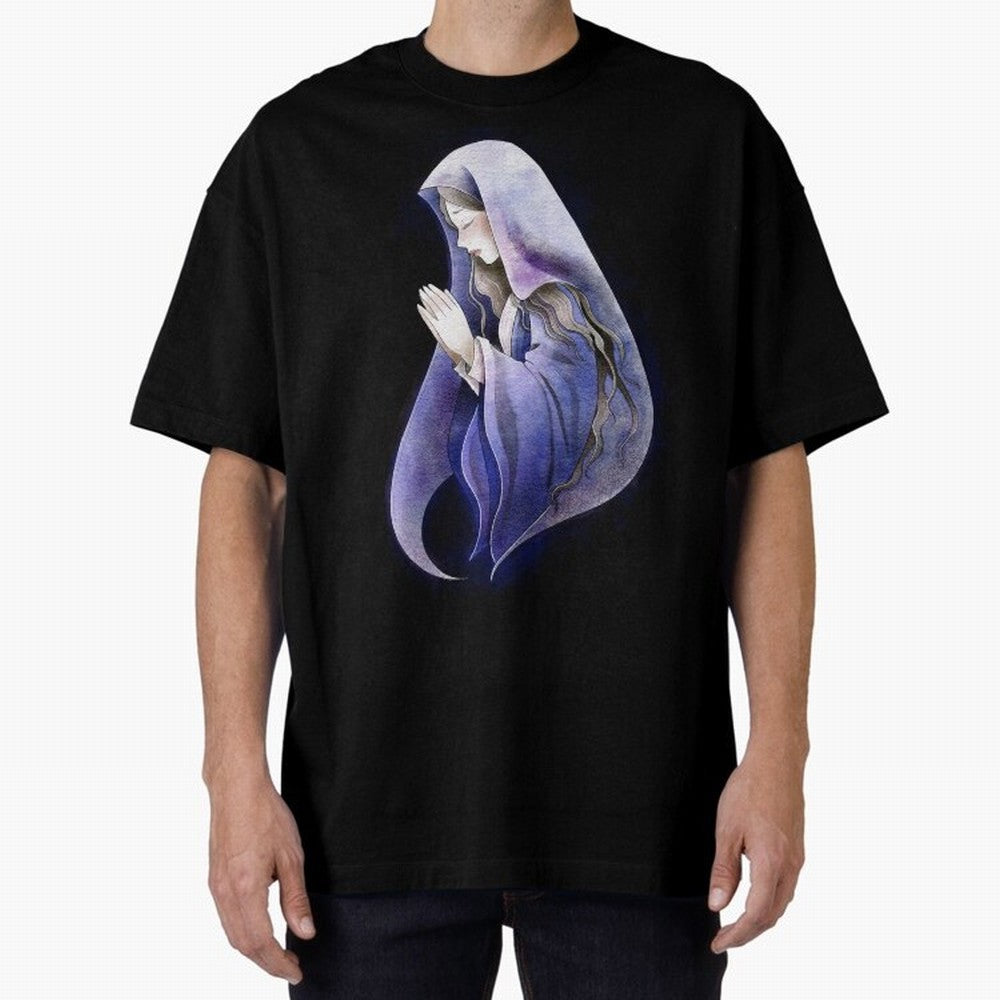 Holy Mary, Mother of God Oversized T-Shirt Make Game Day About Global Football Passion for FIFA World Cup 2026, Centered on Messi, CR7 and Mbappe, Argentina, France and Brazil, Championship Spirit, Famous Goals, Roaring Crowds and International