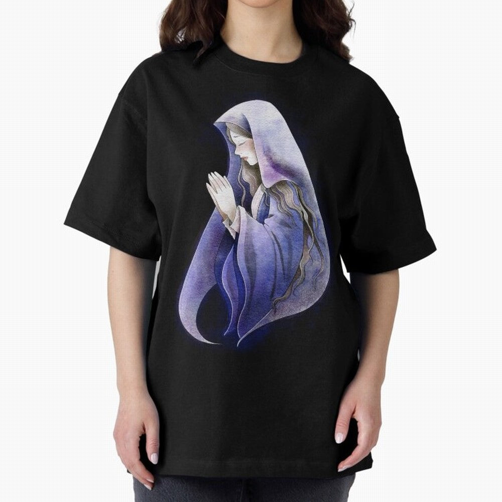 Holy Mary, Mother of God Oversized T-Shirt Make Game Day About Global Football Passion for FIFA World Cup 2026, Centered on Messi, CR7 and Mbappe, Argentina, France and Brazil, Championship Spirit, Famous Goals, Roaring Crowds and International