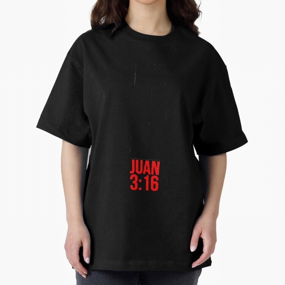 Porque de tal manera amo Dios al mundo - Mensajes Biblicos para Cristianos - Spanish Biblical Quotes for Christians Oversized T-Shirt Celebrate Football Dreams Across FIFA World Cup 2026 Group Stage for Fans of Messi, Neymar and Mbappe and Spain