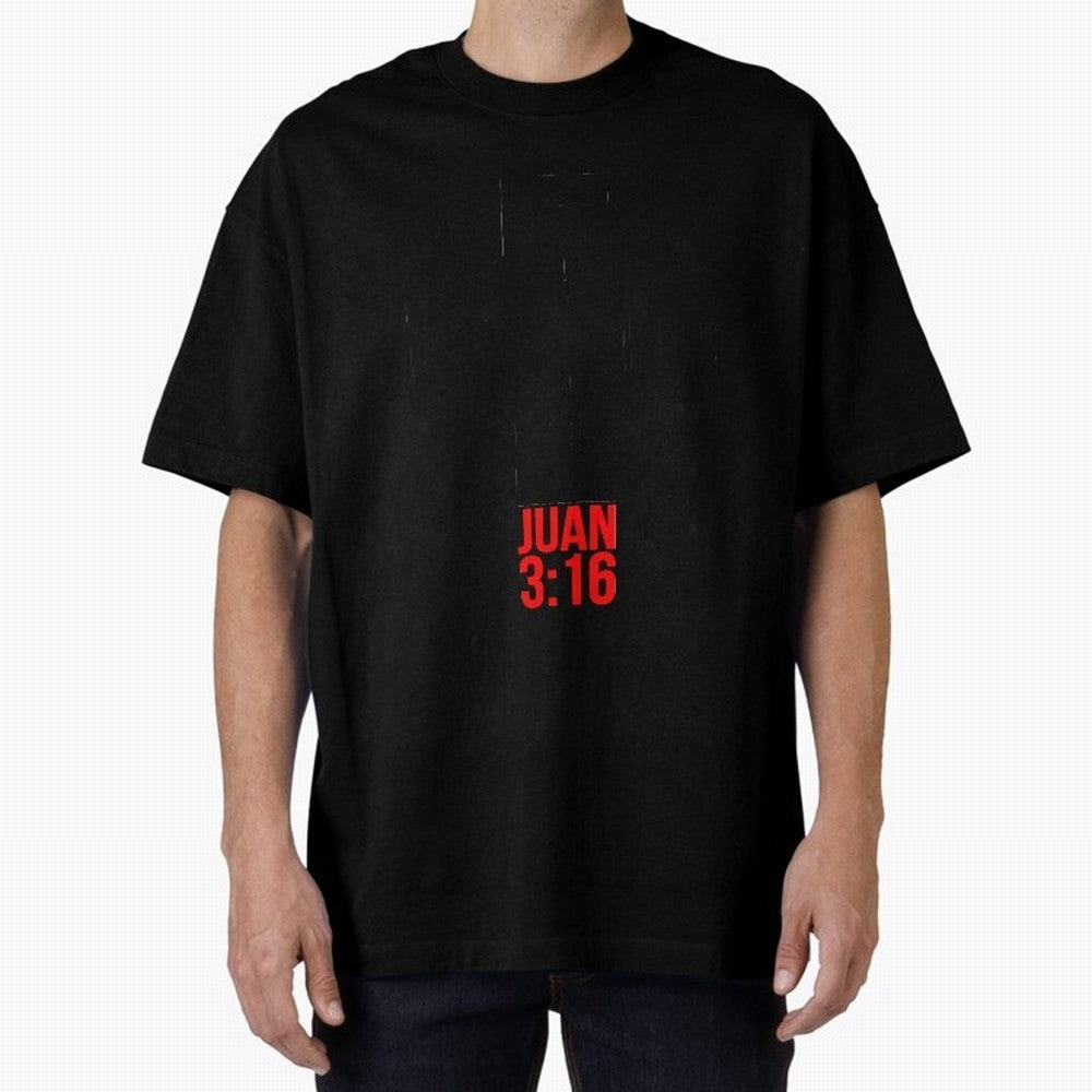 Porque de tal manera amo Dios al mundo - Mensajes Biblicos para Cristianos - Spanish Biblical Quotes for Christians Oversized T-Shirt Celebrate Football Dreams Across FIFA World Cup 2026 Group Stage for Fans of Messi, Neymar and Mbappe and Spain