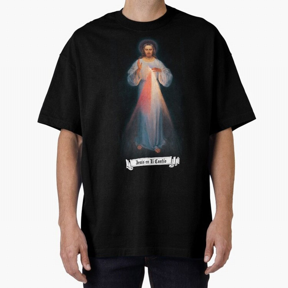 Imagen de la Divina Misericordia, JES¨²S EN T¨ª CONF¨ªO regalos cat¨®licos y cristianos, Oversized T-Shirt Upgrade FIFA World Cup 2026 for Fans of Mbappe and Argentina and Brazil, Bringing Football Festival Excitement, Trophy Ambitions, Country