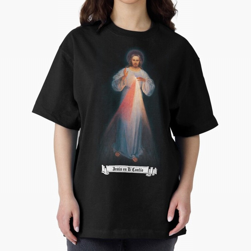 Imagen de la Divina Misericordia, JES¨²S EN T¨ª CONF¨ªO regalos cat¨®licos y cristianos, Oversized T-Shirt Upgrade FIFA World Cup 2026 for Fans of Mbappe and Argentina and Brazil, Bringing Football Festival Excitement, Trophy Ambitions, Country