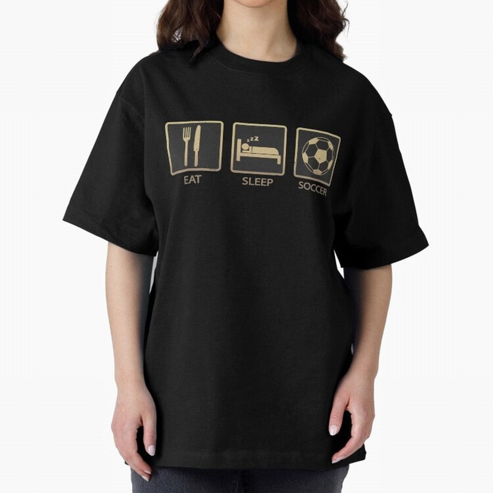 Eat Sleep Soccer Oversized T-Shirt Celebrate Football Dreams Across FIFA World Cup 2026 Group Stage Celebrating Cristiano Ronaldo, Haaland and CR7, Portugal, Spain and Germany Energy, Retro Football Energy, Iconic Rivalries, Trophy Chase Drama and