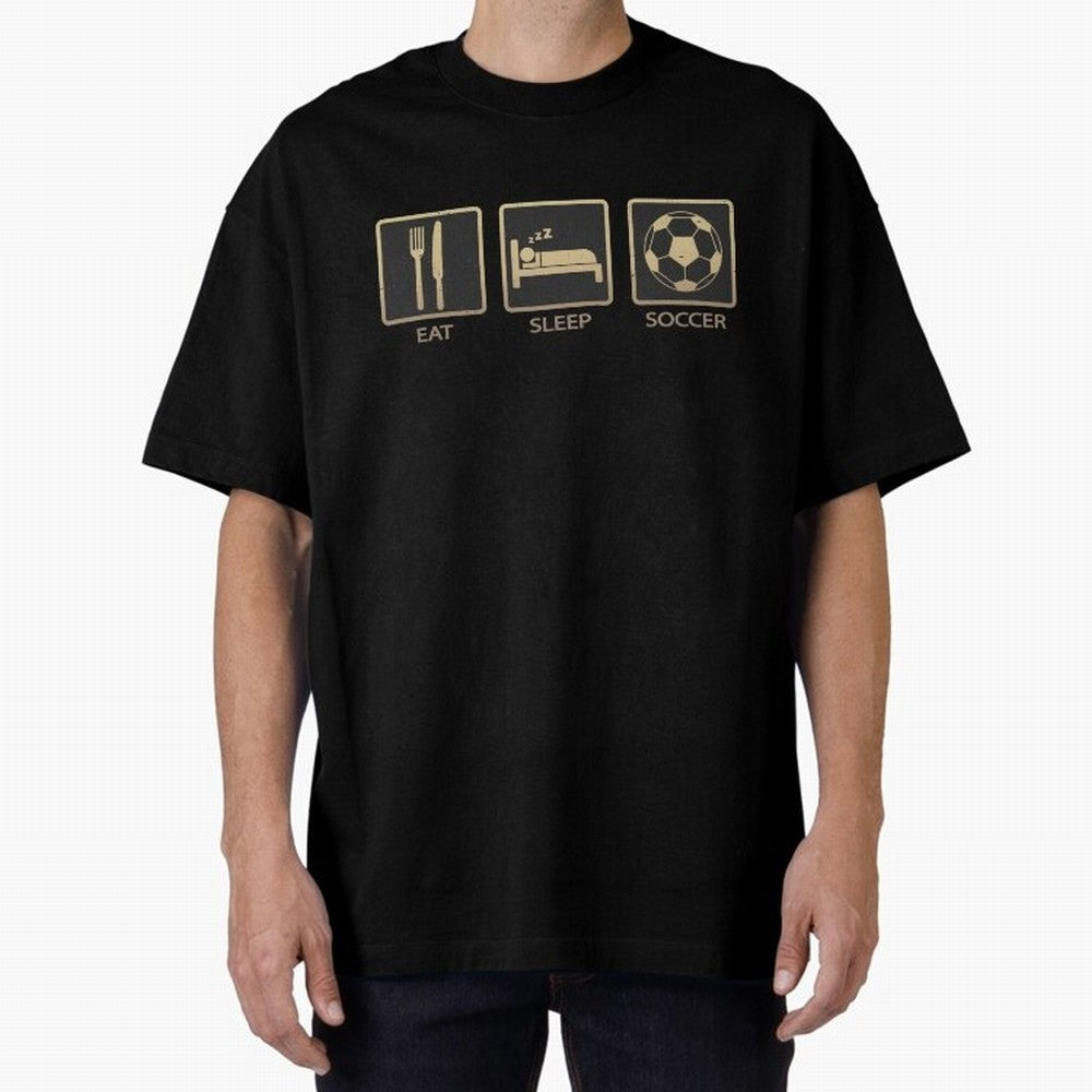 Eat Sleep Soccer Oversized T-Shirt Celebrate Football Dreams Across FIFA World Cup 2026 Group Stage Celebrating Cristiano Ronaldo, Haaland and CR7, Portugal, Spain and Germany Energy, Retro Football Energy, Iconic Rivalries, Trophy Chase Drama and