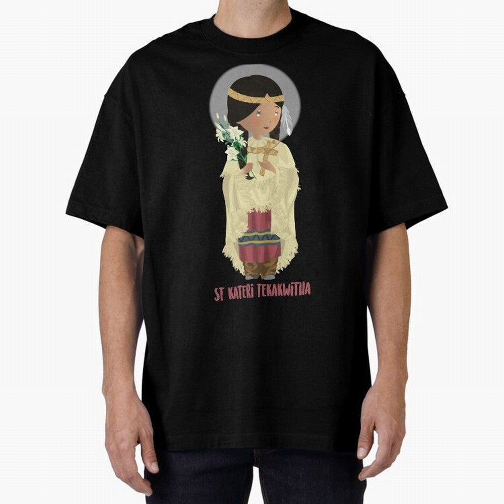 Saint Kateri Tekakwitha Oversized T-Shirt Support Your Favorite Stars during FIFA World Cup 2026 USA Canada Mexico for Fans of Messi and England, France and Netherlands, Bringing Football Festival Excitement, Trophy Ambitions, Country Rivalries and