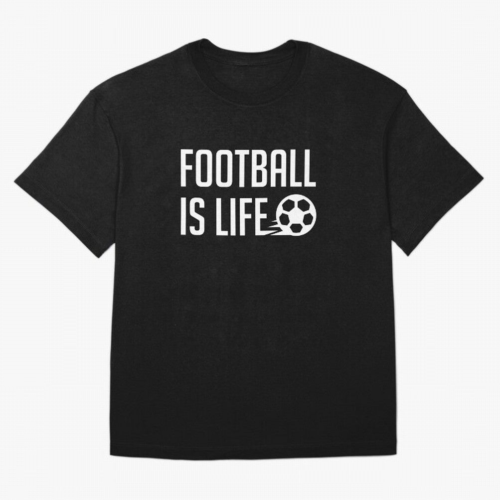 Football Is Life (Black BG) Oversized T-Shirt Turn Up for FIFA World Cup 2026 USA Canada Mexico Featuring Cristiano Ronaldo, France and Portugal Energy, Supporter Pride, Iconic Celebrations, Legendary Names and Global Match Day Energy; Perfect for