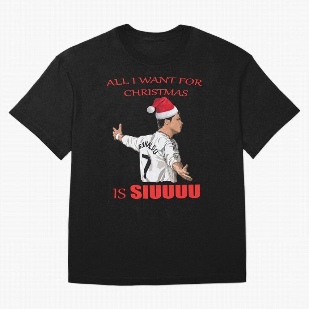 All I Want For Christmas Is Siuuu Oversized T-Shirt Refresh FIFA World Cup 2026 USA Canada Mexico for Fans of CR7 and Brazil, Bringing Football Passion, Legendary Performances, Festival Vibes and Supporter Community; Created for Match Day Parties,