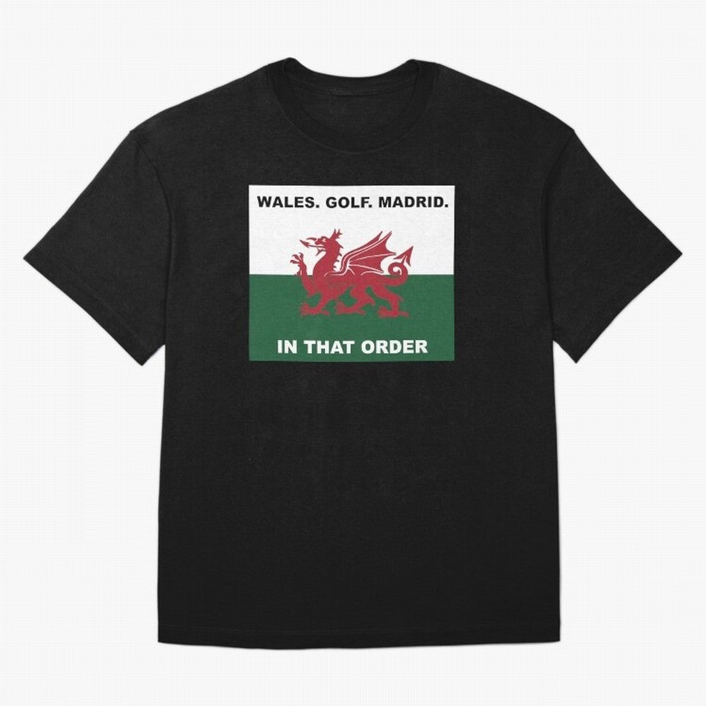 Wales Golf Madrid In That Order Oversized T-Shirt Stand with Match Day Hype around FIFA World Cup 2026, Messi, Portugal, Spain and Germany, Stadium Memories, Football Loyalty, International Chants and Championship Tradition; Created for Match Day