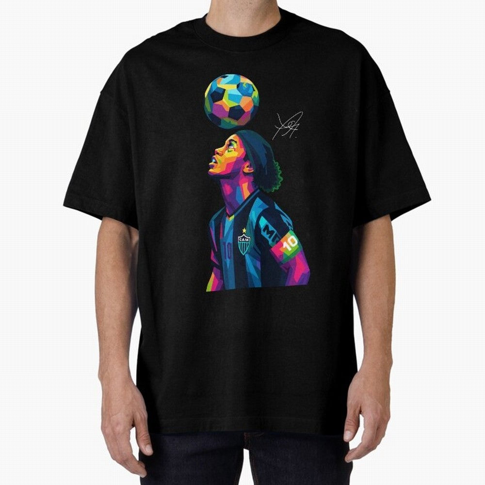 Ronaldinho Wpap Art Oversized T-Shirt Fuel FIFA World Cup 2026 USA Canada Mexico Spirit, Driven by Spain and Netherlands, Cristiano Ronaldo, Stadium Memories, Football Loyalty, International Chants and Championship Tradition; Great for Watch