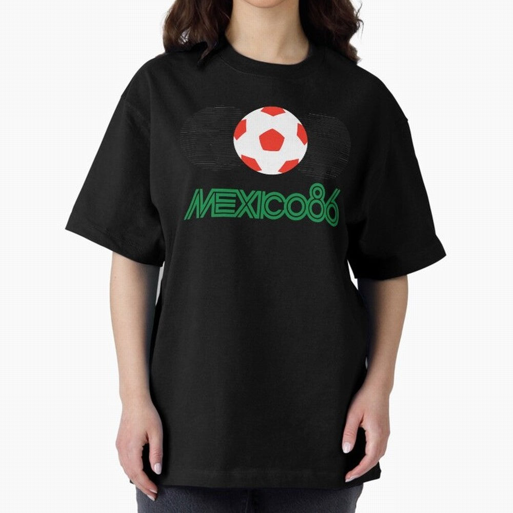 Mexico 86 Oversized T-Shirt Celebrate Fan Culture around FIFA World Cup 2026 for Fans of Messi and Argentina, Bringing Championship Spirit, Famous Goals, Roaring Crowds and International Football Unity; Perfect for Fans, Collectors, Family