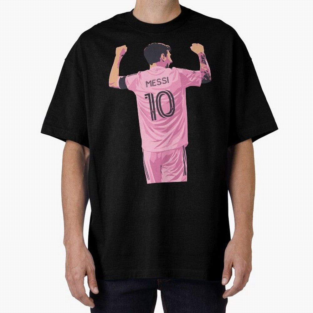 Lionel Messi Celebration Oversized T-Shirt Follow the Road to FIFA World Cup 2026 Group Stage Built around Cristiano Ronaldo, Brazil, Portugal and Argentina Energy, Champion Mindset, Group Stage Buzz, Knockout Tension and Passionate Fan Culture;