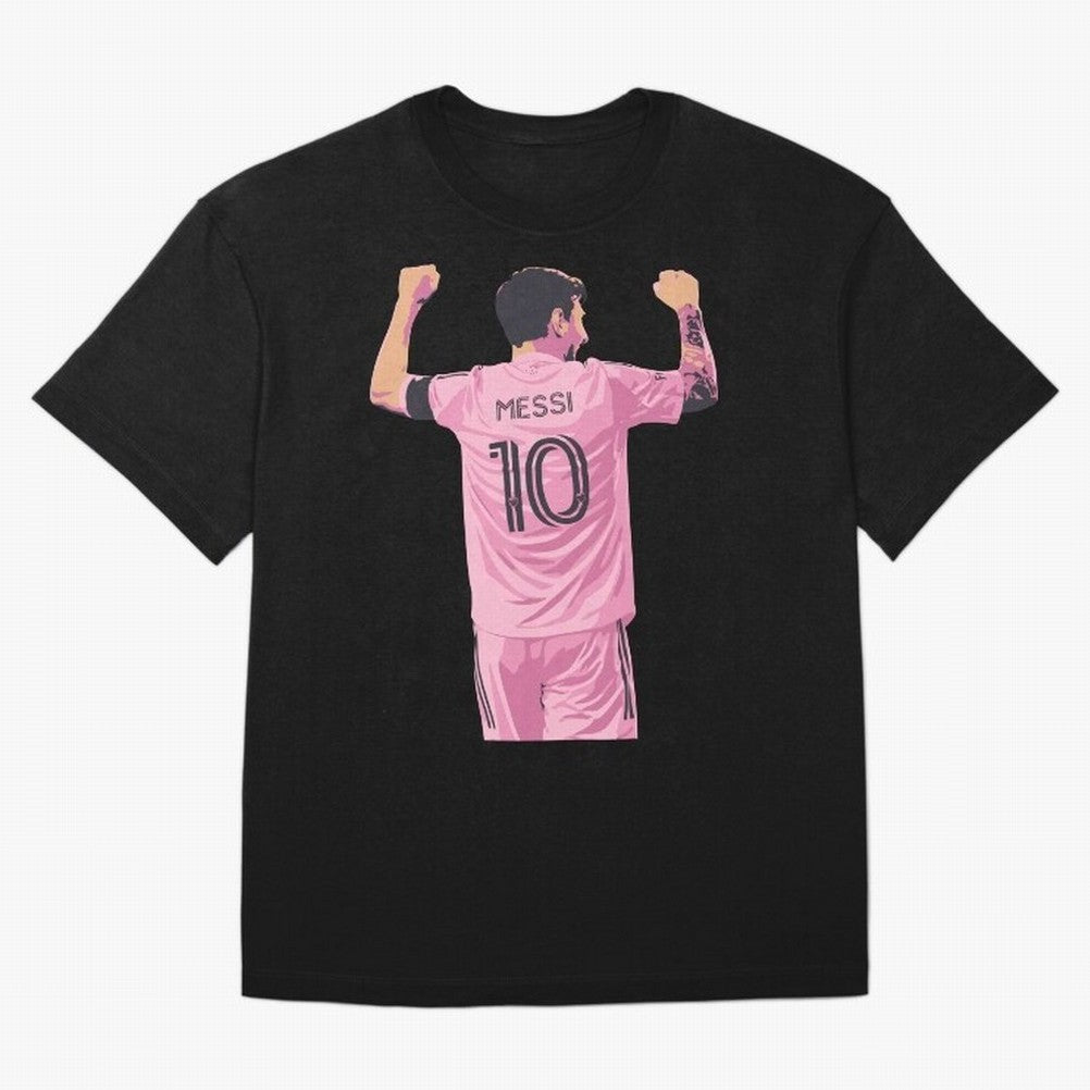 Lionel Messi Celebration Oversized T-Shirt Follow the Road to FIFA World Cup 2026 Group Stage Built around Cristiano Ronaldo, Brazil, Portugal and Argentina Energy, Champion Mindset, Group Stage Buzz, Knockout Tension and Passionate Fan Culture;