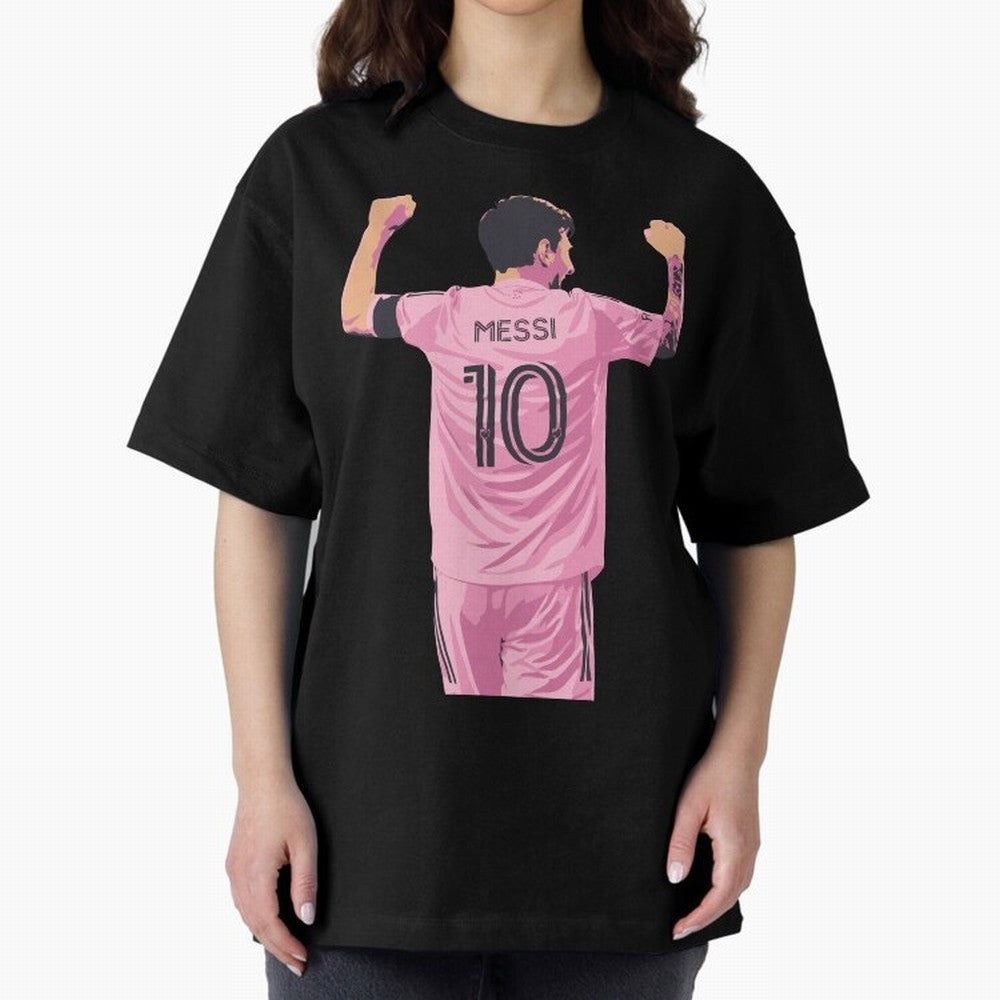 Lionel Messi Celebration Oversized T-Shirt Follow the Road to FIFA World Cup 2026 Group Stage Built around Cristiano Ronaldo, Brazil, Portugal and Argentina Energy, Champion Mindset, Group Stage Buzz, Knockout Tension and Passionate Fan Culture;