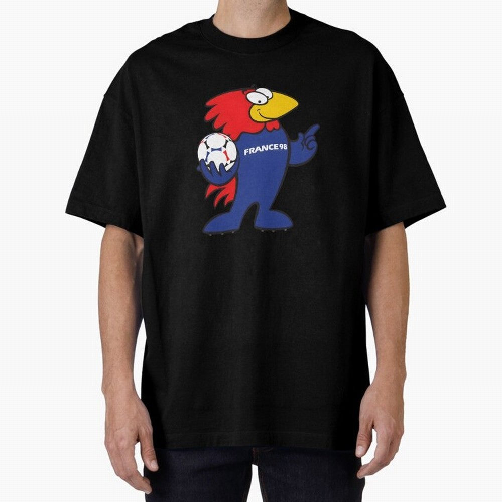 Footix - World Cup 98' Mascote Logo Oversized T-Shirt Bring Stadium Energy to Match Day Hype around FIFA World Cup 2026 Group Stage, Messi, Neymar and Mbappe, Germany, Global Supporter Spirit, Legendary Goals, National Colors and Tournament