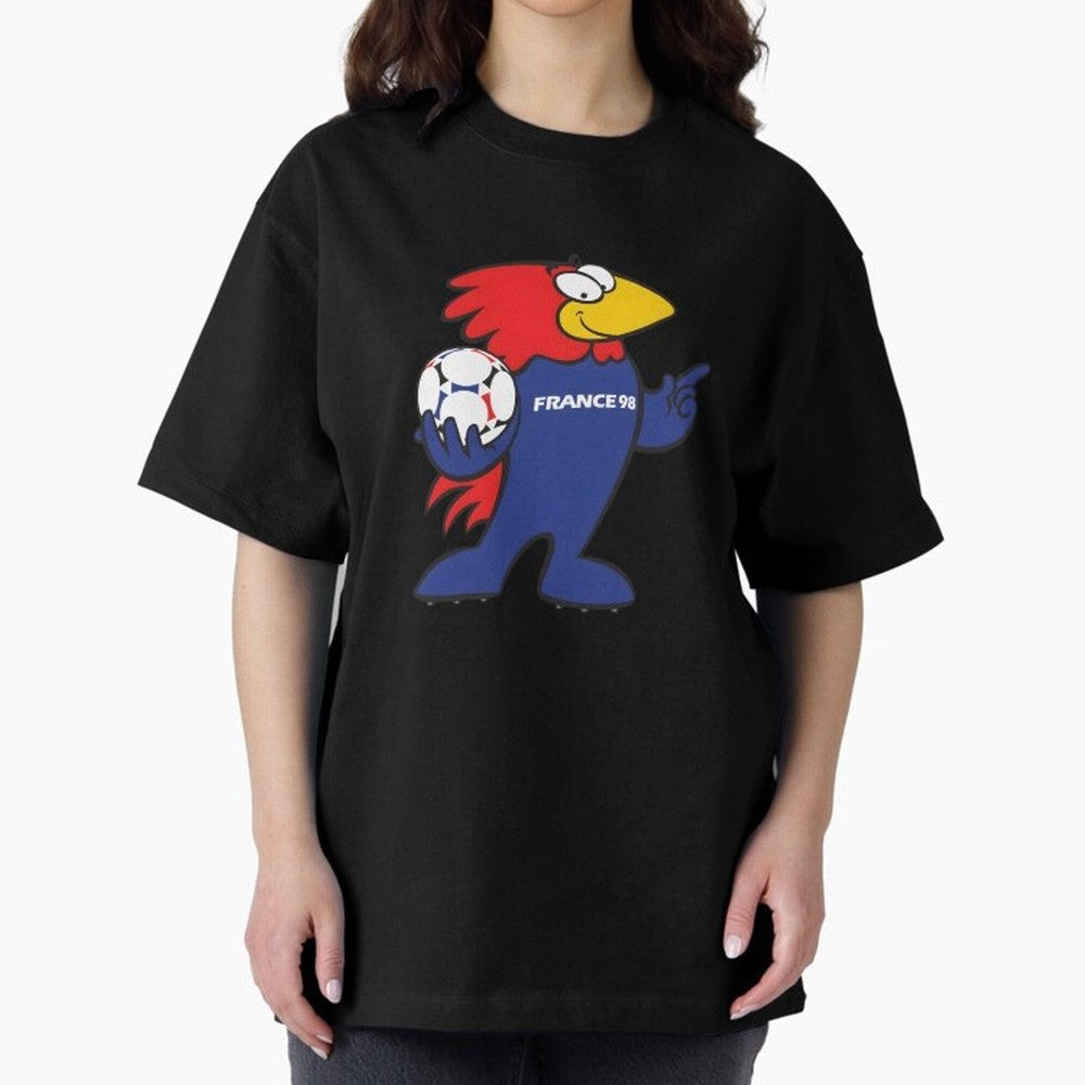 Footix - World Cup 98' Mascote Logo Oversized T-Shirt Bring Stadium Energy to Match Day Hype around FIFA World Cup 2026 Group Stage, Messi, Neymar and Mbappe, Germany, Global Supporter Spirit, Legendary Goals, National Colors and Tournament