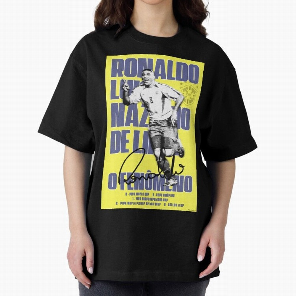 R9 Ronaldo Nazario Poster Oversized T-Shirt Celebrate Classic Football Spirit in Global Football Passion for FIFA World Cup 2026 Group Stage, Connected to Messi, Neymar and Mbappe, Argentina and Brazil, Global Supporter Spirit, Legendary Goals,