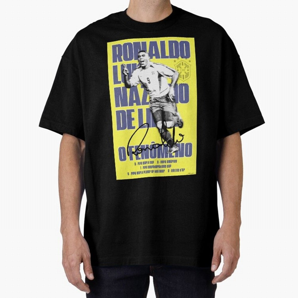 R9 Ronaldo Nazario Poster Oversized T-Shirt Celebrate Classic Football Spirit in Global Football Passion for FIFA World Cup 2026 Group Stage, Connected to Messi, Neymar and Mbappe, Argentina and Brazil, Global Supporter Spirit, Legendary Goals,