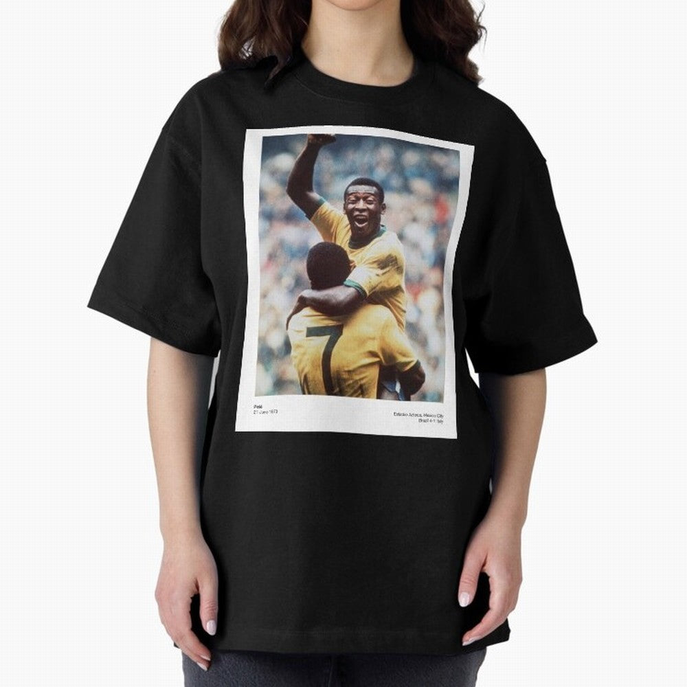 Pel¨¦'s Triumph: 1970 World Cup Legend Print Oversized T-Shirt Represent Match Day Hype around FIFA World Cup 2026, Cristiano Ronaldo, Haaland and CR7, Netherlands, Football Passion, Legendary Performances, Festival Vibes and Supporter Community;