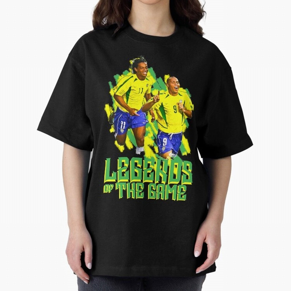 Ronaldinho and ronaldo brazil football print art Oversized T-Shirt Honor the Beautiful Game during FIFA World Cup 2026 Group Stage for Fans of CR7 and Messi and France and Portugal, Bringing Champion Mindset, Group Stage Buzz, Knockout Tension and