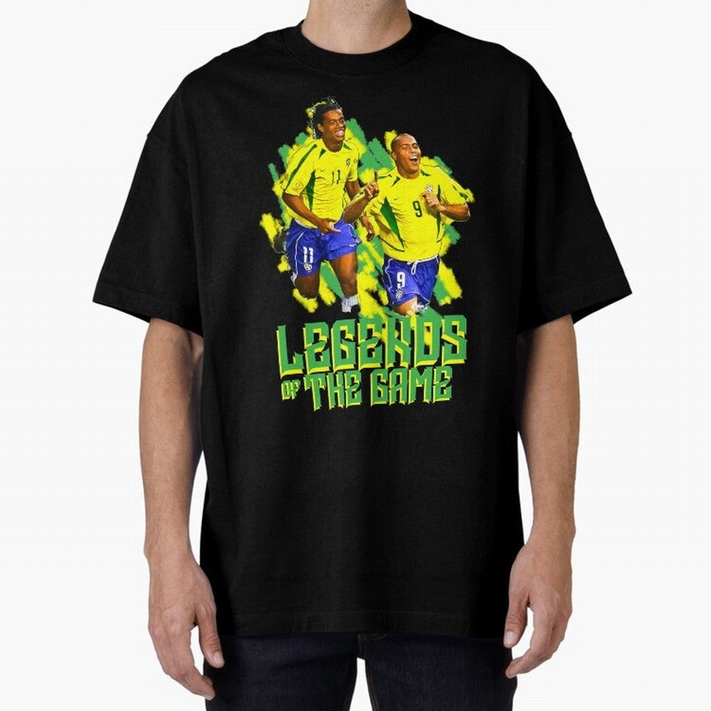 Ronaldinho and ronaldo brazil football print art Oversized T-Shirt Honor the Beautiful Game during FIFA World Cup 2026 Group Stage for Fans of CR7 and Messi and France and Portugal, Bringing Champion Mindset, Group Stage Buzz, Knockout Tension and