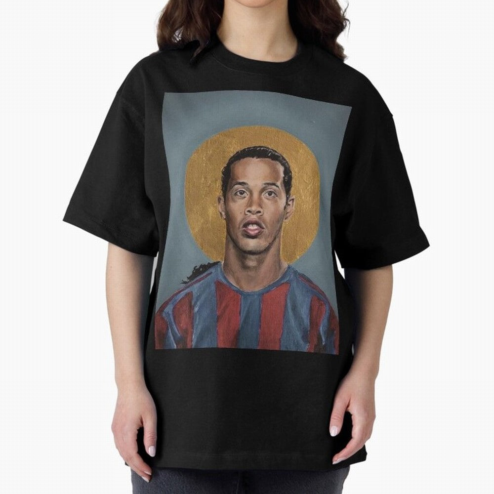 Art Ronaldinho Painting Oversized T-Shirt Discover Match Day Hype around FIFA World Cup 2026, Cristiano Ronaldo, Haaland and CR7, England, France and Netherlands, Football Festival Excitement, Trophy Ambitions, Country Rivalries and Star Player