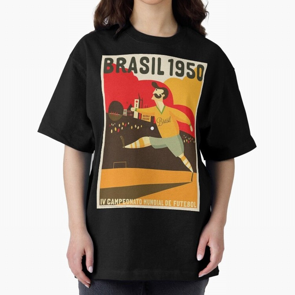 Brasil 1950 World Cup Oversized T-Shirt Enjoy Global Football Passion for FIFA World Cup 2026 Group Stage, Connected to Neymar, Haaland and Cristiano Ronaldo, Germany, Global Supporter Spirit, Legendary Goals, National Colors and Tournament