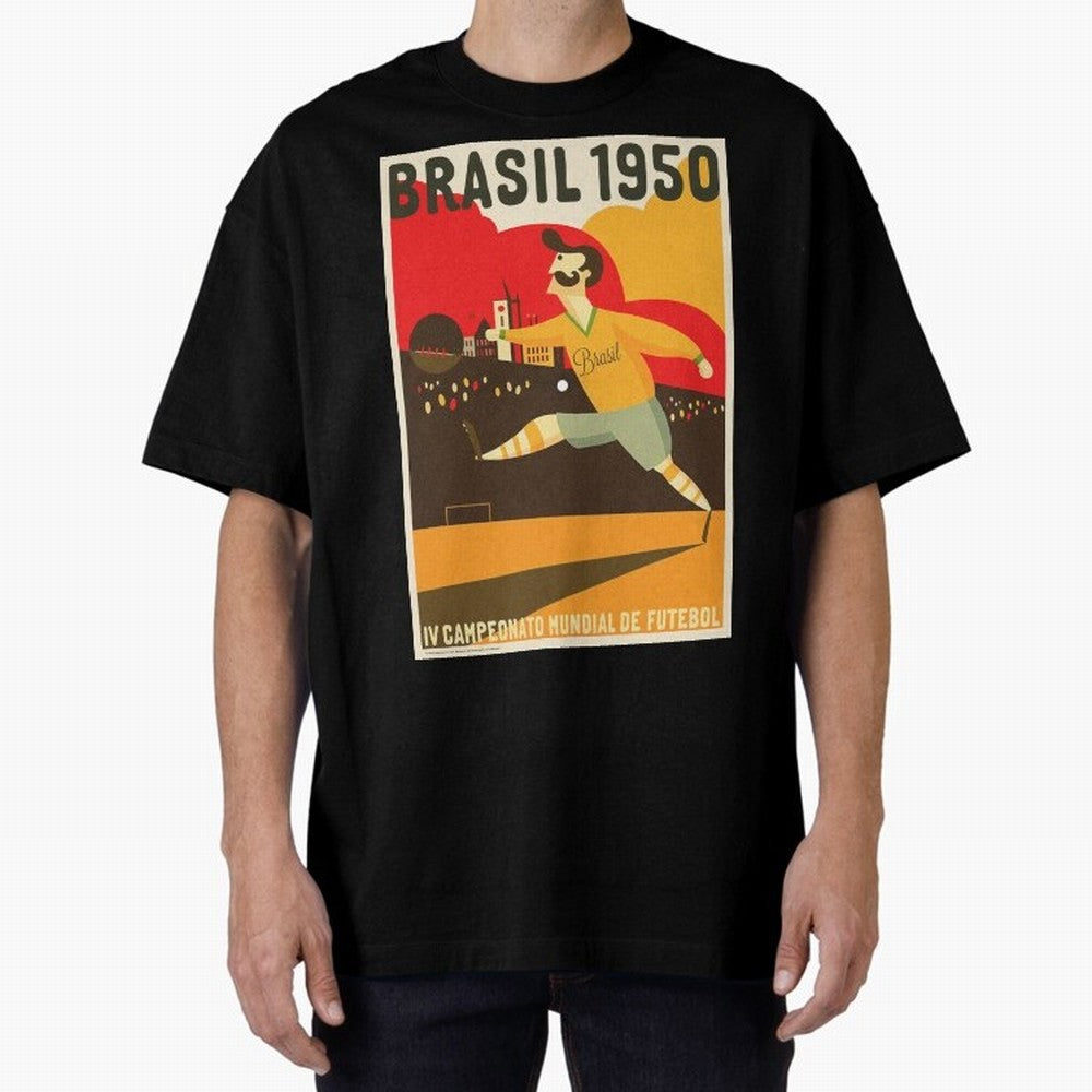 Brasil 1950 World Cup Oversized T-Shirt Enjoy Global Football Passion for FIFA World Cup 2026 Group Stage, Connected to Neymar, Haaland and Cristiano Ronaldo, Germany, Global Supporter Spirit, Legendary Goals, National Colors and Tournament