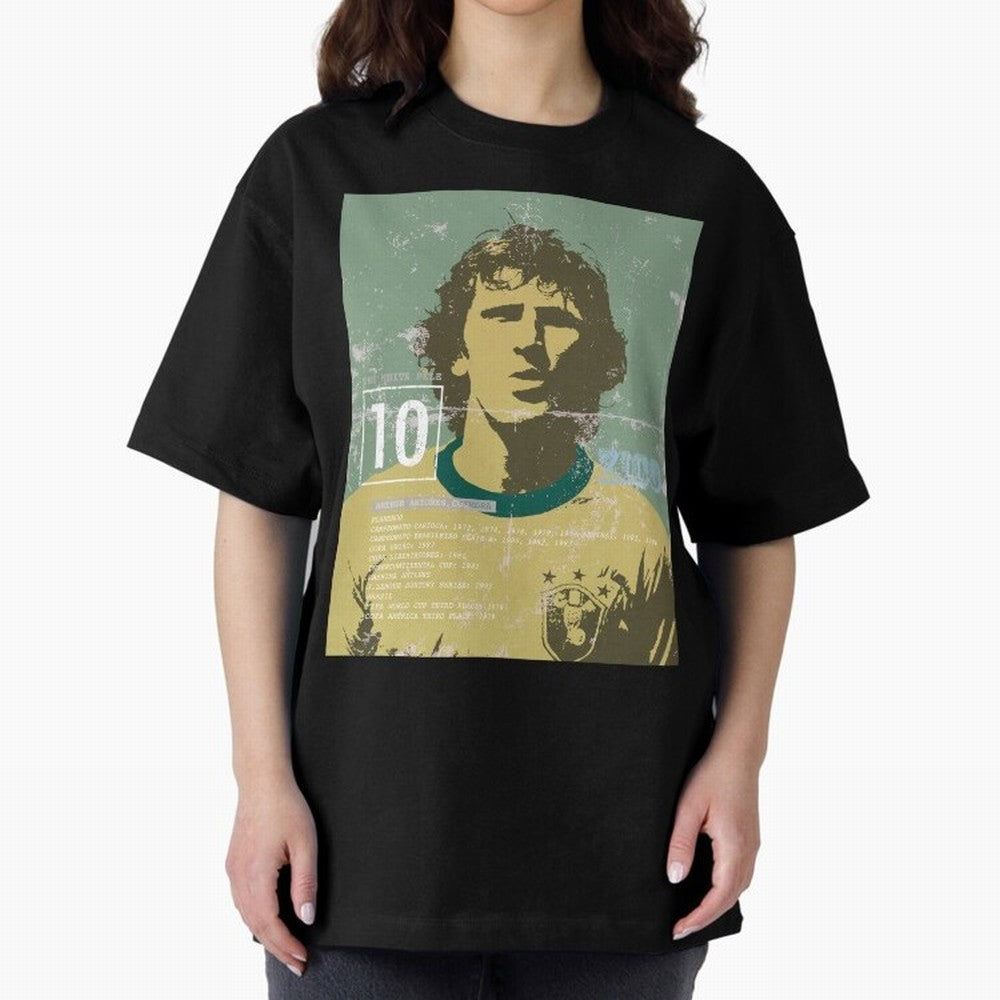 Zico Oversized T-Shirt Show Passion for the Stars of FIFA World Cup 2026 Inspired by Messi, Brazil, Portugal and Argentina Energy, Soccer Culture, Superstar Moments, National Team Dreams and Competitive Fire; Great for Supporters Who Love Legendary