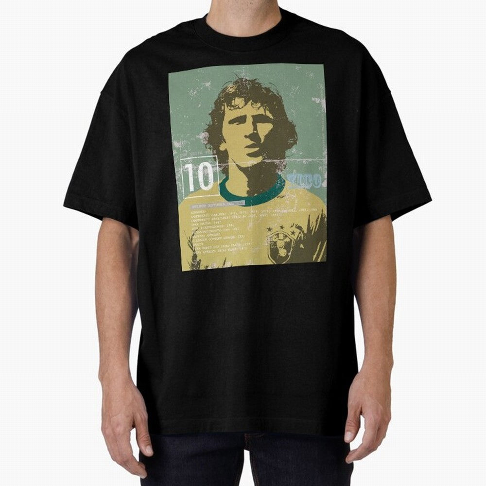 Zico Oversized T-Shirt Show Passion for the Stars of FIFA World Cup 2026 Inspired by Messi, Brazil, Portugal and Argentina Energy, Soccer Culture, Superstar Moments, National Team Dreams and Competitive Fire; Great for Supporters Who Love Legendary
