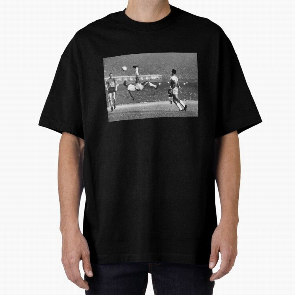 PELE LEGENDARY BICYCLE KICK BLACK AND WHITE5 Oversized T-Shirt Celebrate Golden Goal Energy in FIFA World Cup 2026 USA Canada Mexico for Fans of Messi, CR7 and Mbappe and Spain, Bringing Supporter Pride, Iconic Celebrations, Legendary Names and
