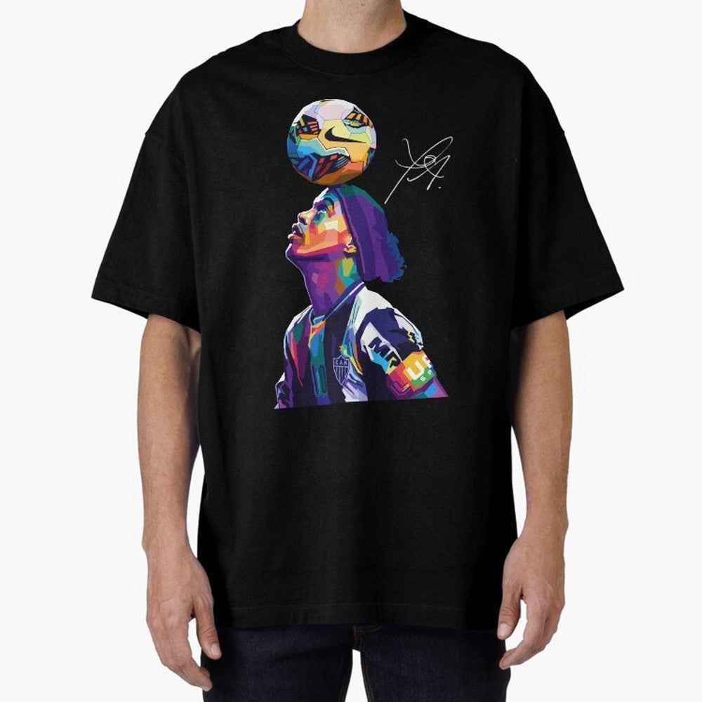 Ronaldinho Wpap Pop Art Oversized T-Shirt Show Passion for the Stars of FIFA World Cup 2026 USA Canada Mexico Spirit, Connected to Argentina, France and Brazil, Neymar, Haaland and Cristiano Ronaldo, Global Supporter Spirit, Legendary Goals,
