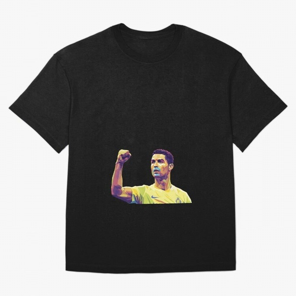 Ronaldo pop art Oversized T-Shirt Show Championship Spirit for FIFA World Cup 2026 for Fans of Messi, CR7 and Mbappe and Brazil, Bringing Sports Nostalgia, International Competition, Famous Players and Unforgettable Victories; Perfect for Fans,