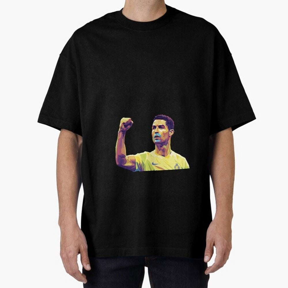 Ronaldo pop art Oversized T-Shirt Show Championship Spirit for FIFA World Cup 2026 for Fans of Messi, CR7 and Mbappe and Brazil, Bringing Sports Nostalgia, International Competition, Famous Players and Unforgettable Victories; Perfect for Fans,