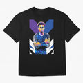 Desire Doue in WPAP Style Oversized T-Shirt Celebrate Fan Culture around Match Day Hype around FIFA World Cup 2026 Group Stage, Messi and Cristiano Ronaldo, Netherlands, Championship Spirit, Famous Goals, Roaring Crowds and International Football