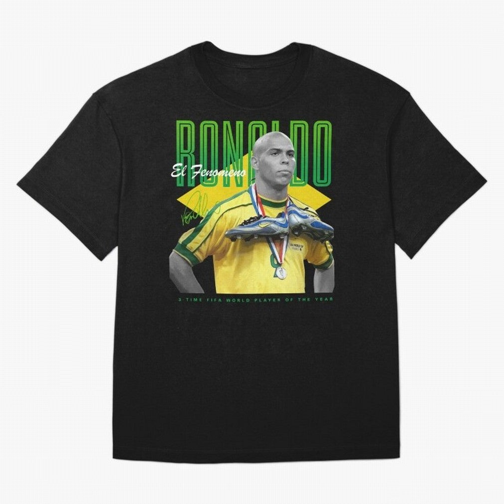Ronaldo 3 Time Fifa World Player Of The Year Oversized T-Shirt Remember Iconic Moments from FIFA World Cup 2026 USA Canada Mexico for Fans of Mbappe and Neymar and Netherlands, Bringing Retro Football Energy, Iconic Rivalries, Trophy Chase Drama