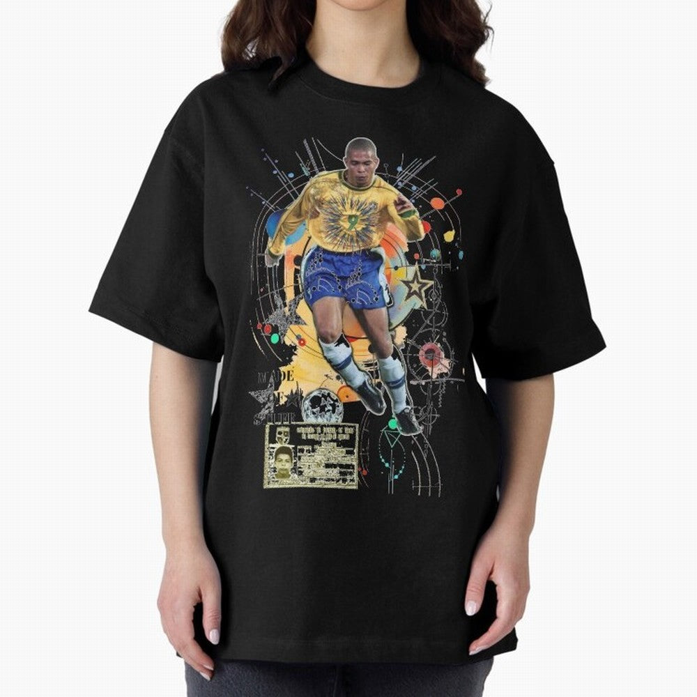Ronaldo Nazario Football Playmaker Oversized T-Shirt Show Your Love for FIFA World Cup 2026 USA Canada Mexico for Fans of CR7 and Messi and France, Bringing Fan Favorite Moments, National Team Passion, Big Match Drama and Soccer History; Made for