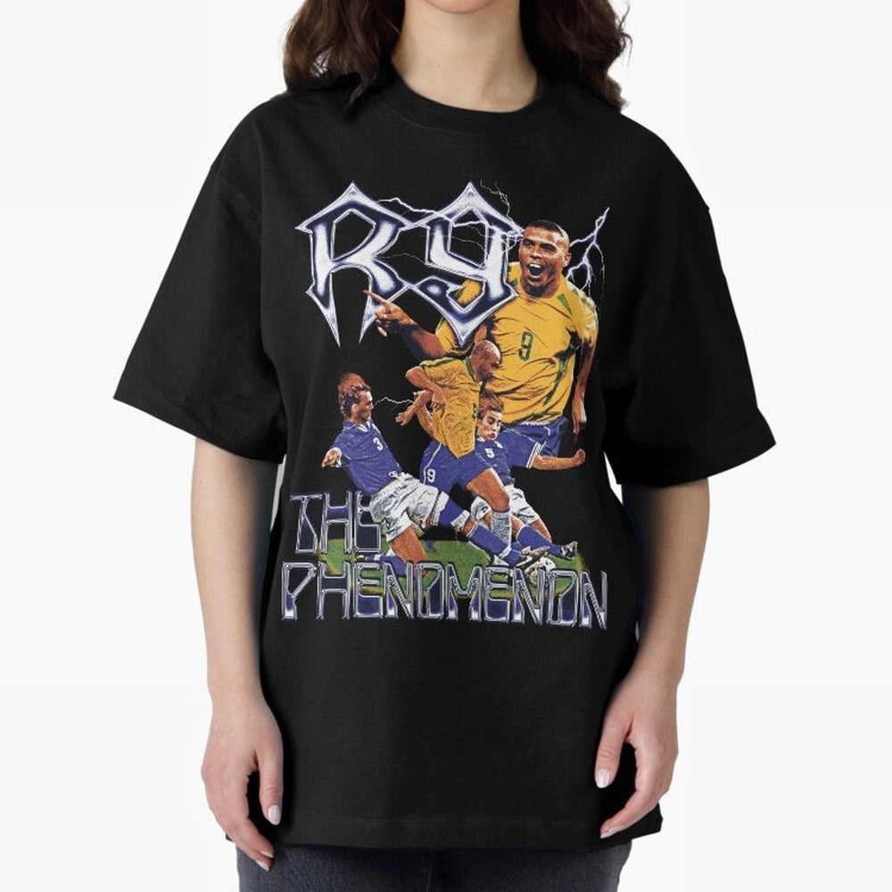 R9, The Phenomenon Oversized T-Shirt Honor Football Greatness during FIFA World Cup 2026 Spirit, Connected to Brazil, Mbappe, Football History, Final Match Energy, Crowd Noise and Once in a Lifetime Moments; Made for Die Hard Supporters, Soccer
