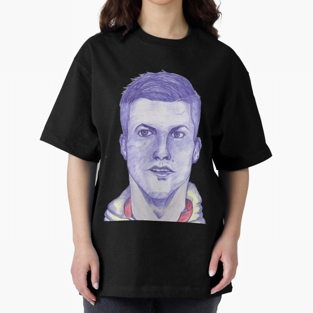 C-Ronaldo portrait drawing Oversized T-Shirt Celebrate Rivalries and Pride in Match Day Hype around FIFA World Cup 2026 Group Stage, Mbappe and Neymar, Brazil, Sports Nostalgia, International Competition, Famous Players and Unforgettable Victories;