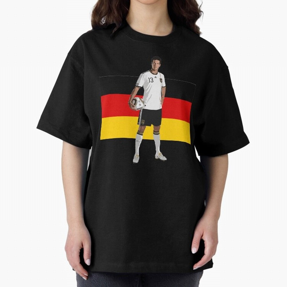 Michael Ballack - German Football Legend Oversized T-Shirt Bring Match Day Hype around FIFA World Cup 2026, Cristiano Ronaldo, Haaland and CR7, Argentina and Brazil, Championship Spirit, Famous Goals, Roaring Crowds and International Football