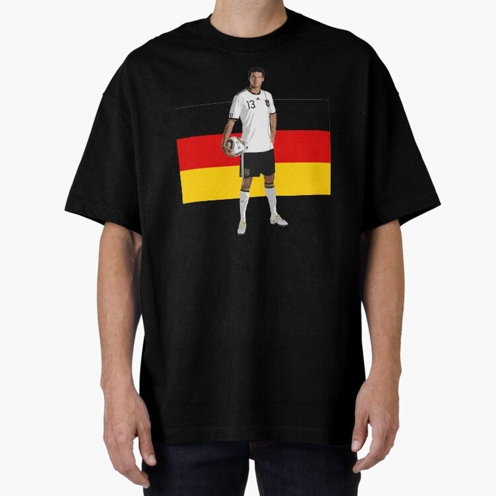 Michael Ballack - German Football Legend Oversized T-Shirt Bring Match Day Hype around FIFA World Cup 2026, Cristiano Ronaldo, Haaland and CR7, Argentina and Brazil, Championship Spirit, Famous Goals, Roaring Crowds and International Football